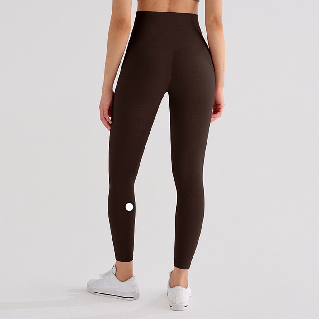 Lycra tissu pantalon yoga femme couleur unie taille haute leggings sport élastique fitness extérieur Pilates ajusté confortable