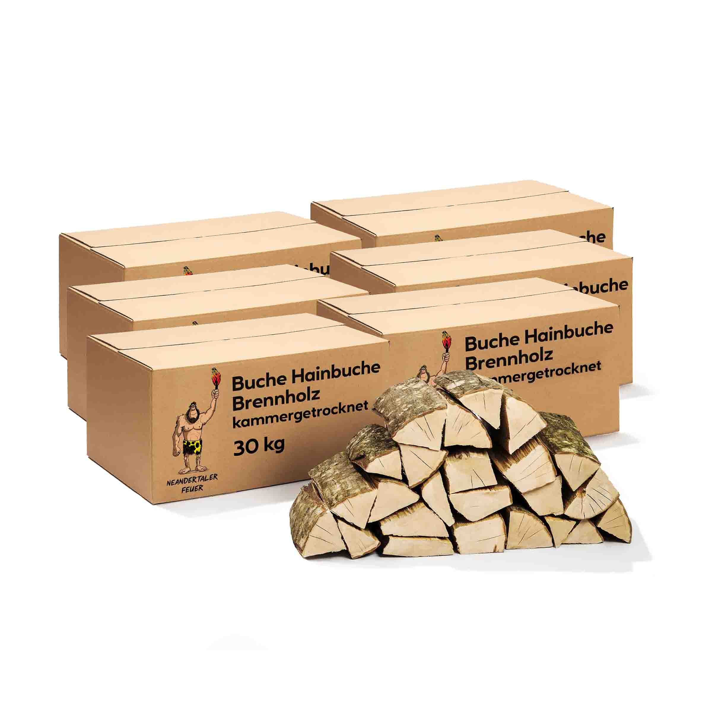 Neandertaler Feuer Brennholz 180 kg 25 cm Buche Kaminholz - Buchenholz Grillholz | Hartholz Feuerholz | Holz für Grill Kamin Smoker Ofen | Firewood Anfeuerholz | Laubholz