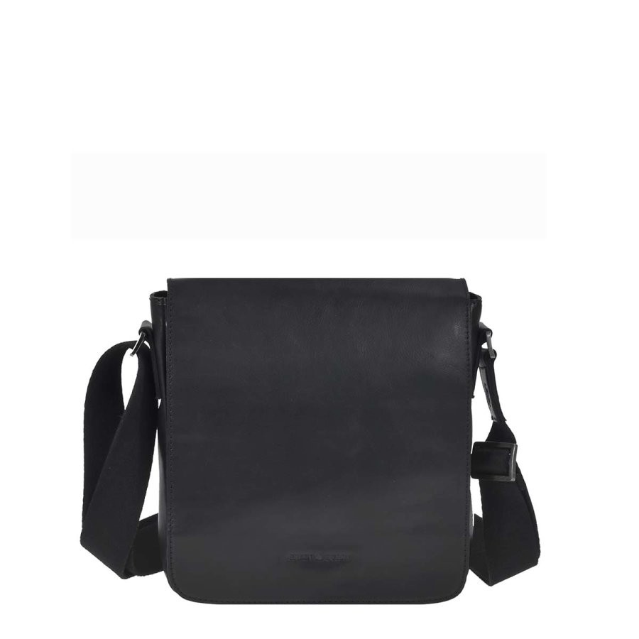 Umhängetasche Leder 24x23cm Pure Black 1102-20 | Greenburry.de