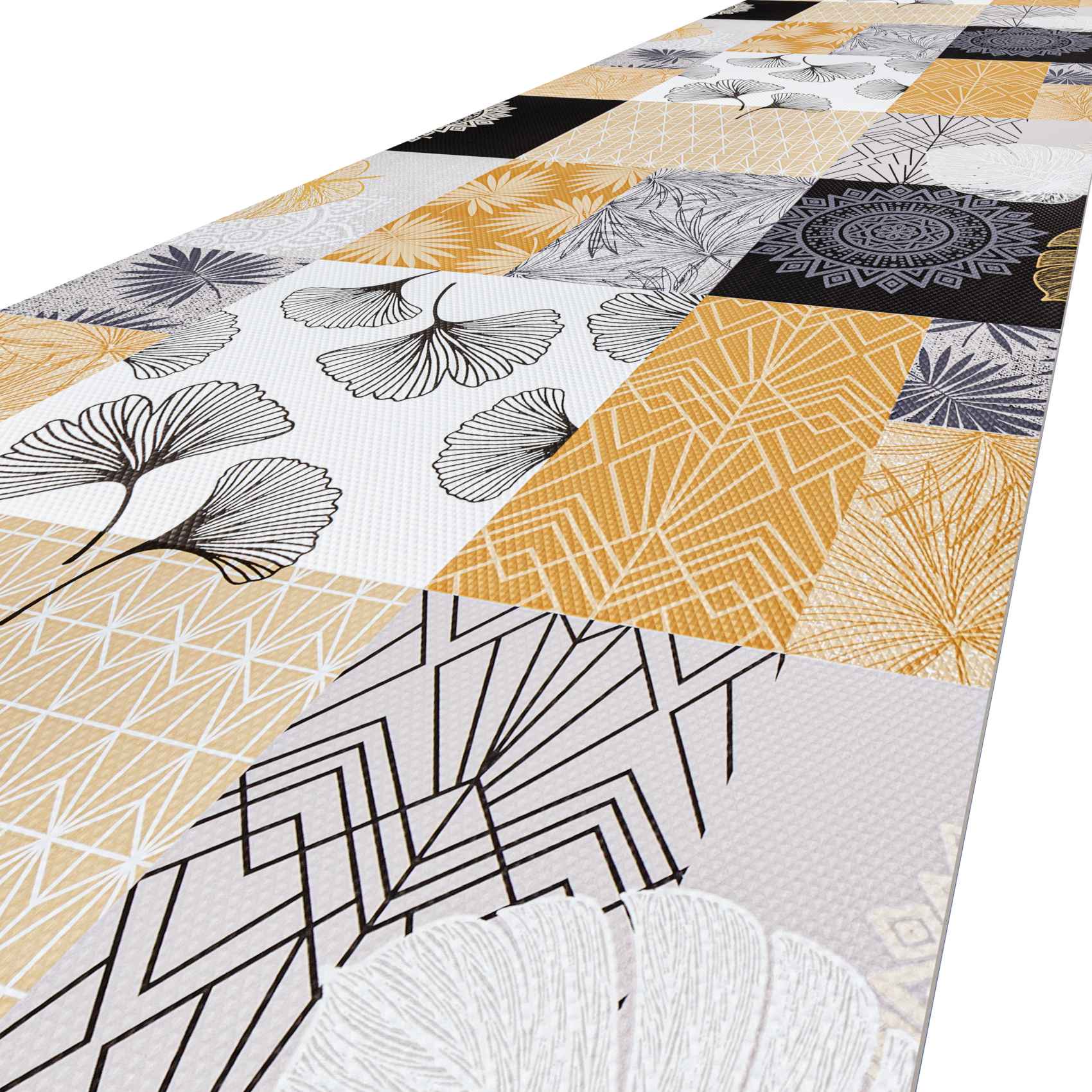 Küchenläufer Teppichläufer Küchenteppich Läufer Flur abwischbar PVC Mirza Gold 48cm Breit 120x48cm