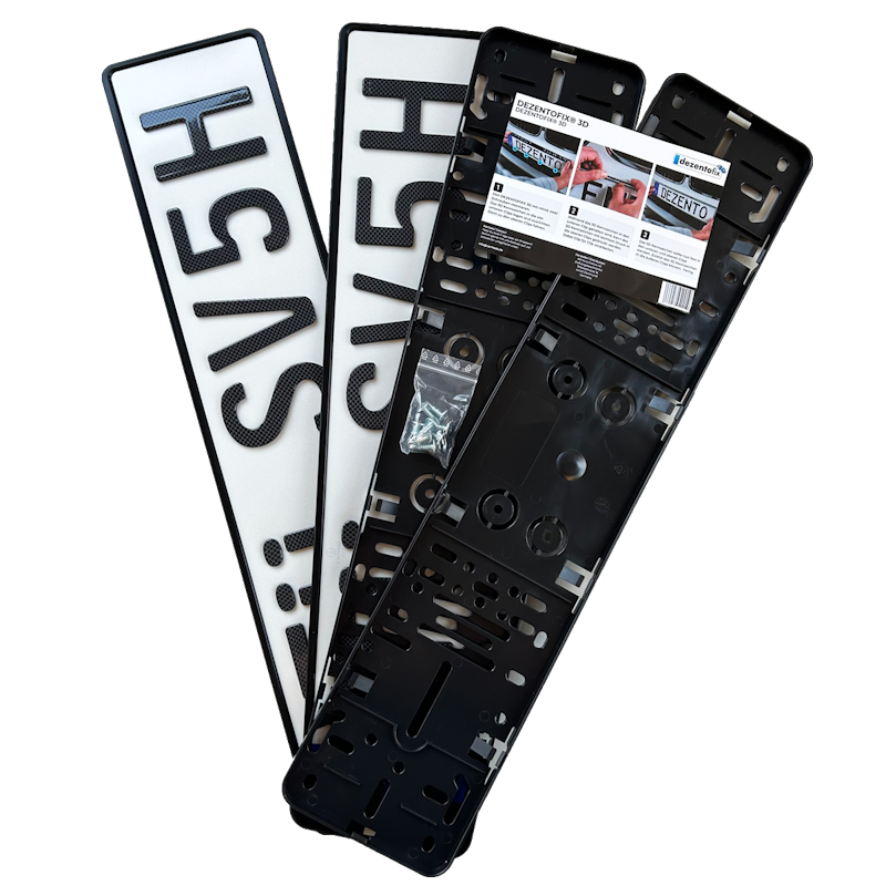 Spar-Set Dezentofix 3D H-Kennzeichen 520 mm CARBON GLANZ