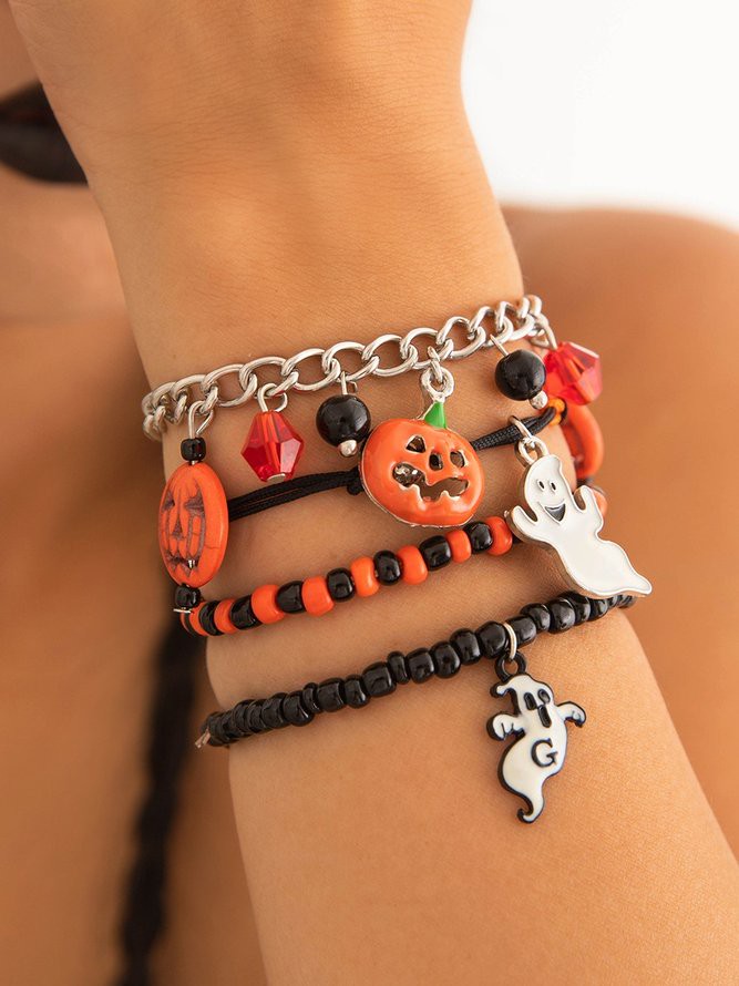 Spinnenmuster PUNK Alle Jahreszeiten Kristall Date Harz Halloween Multilayer Armband Armbänder für Damen