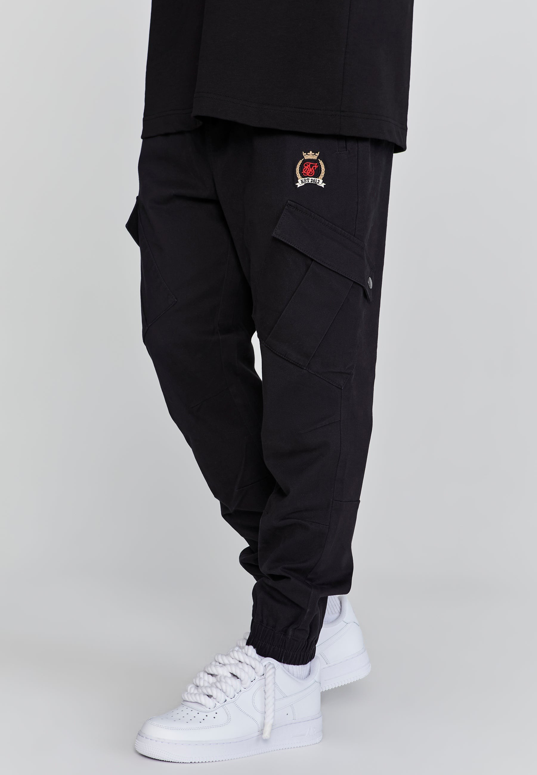 SikSilk Herrenschwarze Cargohose L