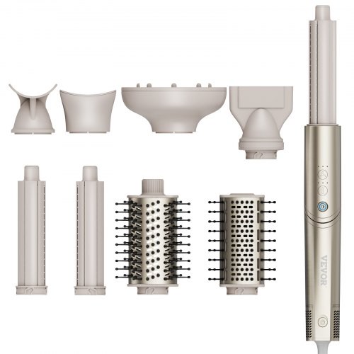 VEVOR 8-in-1-Lockenstab, 1,25-Zoll-Lockenstab-Set aus Keramik mit 2 Zylindern, 2 Bürsten, 4 Düsen für trockenes/glattes/lockiges/voluminöses Haar, Lockenstab für langes, mittellanges und kurzes Haar, für alle Haartypen