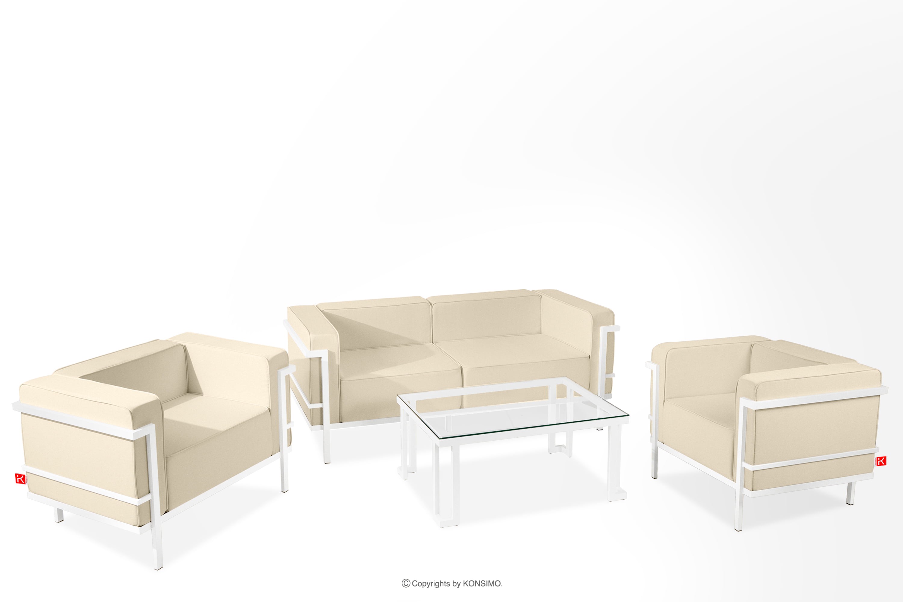 Gartenmöbelset weiß/cremeweiß (Sitzplätze jeweils 1,1,2,1) TRIGLO