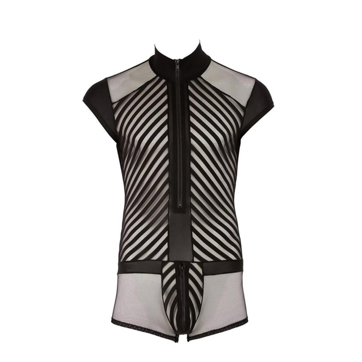 Herren Body M Männer Overall Harness Optik Gestreift Dessous Reizwäsche Kurzbody