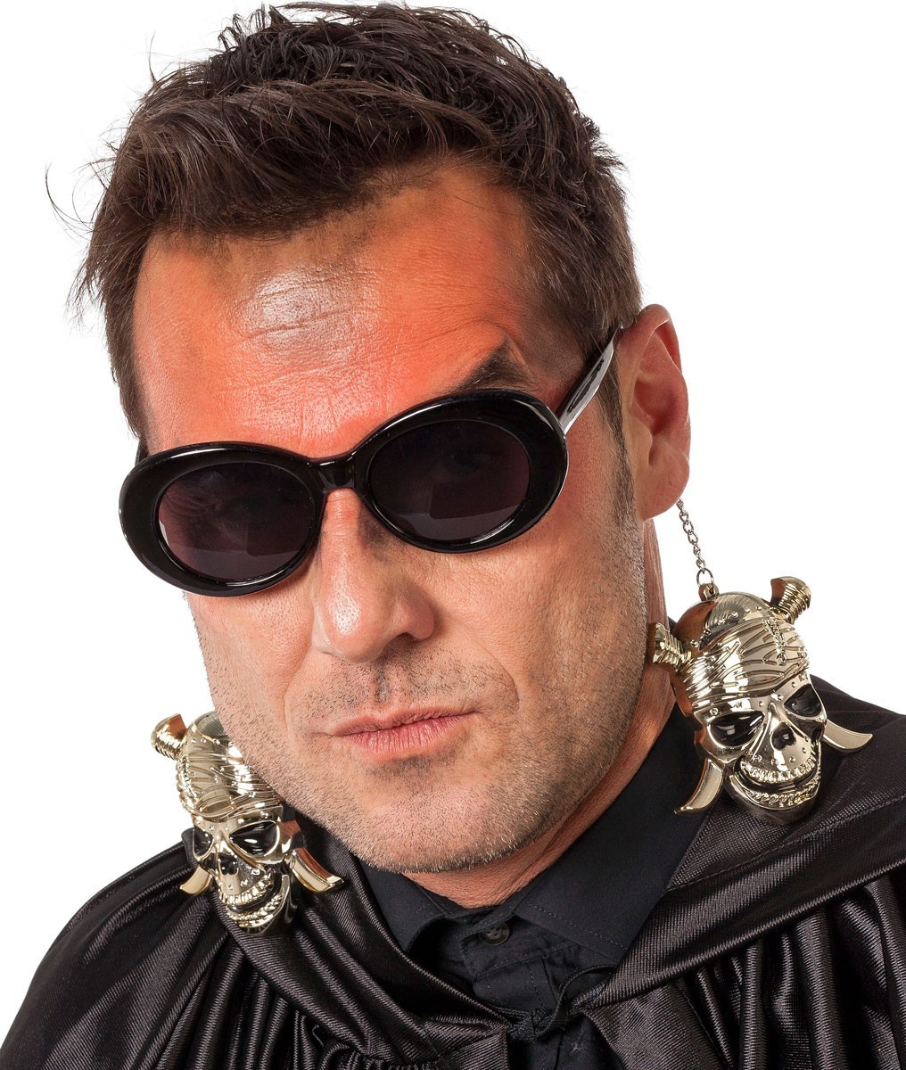 Totenkopf Ohrring Sonnenbrille Silber