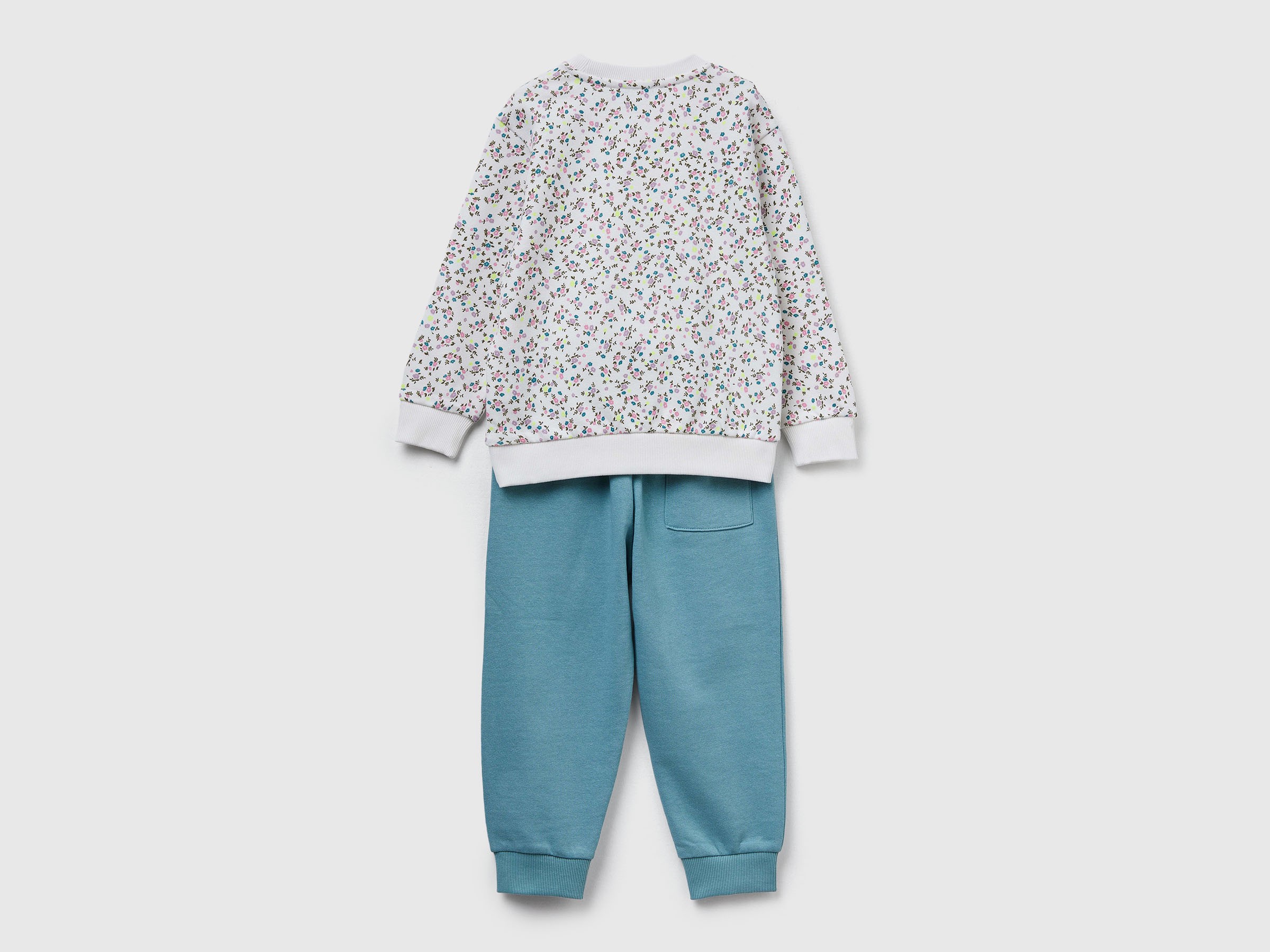 Benetton, Anzug Mit Blumenmuster, Größe: 104, Cremeweiss, Kinder