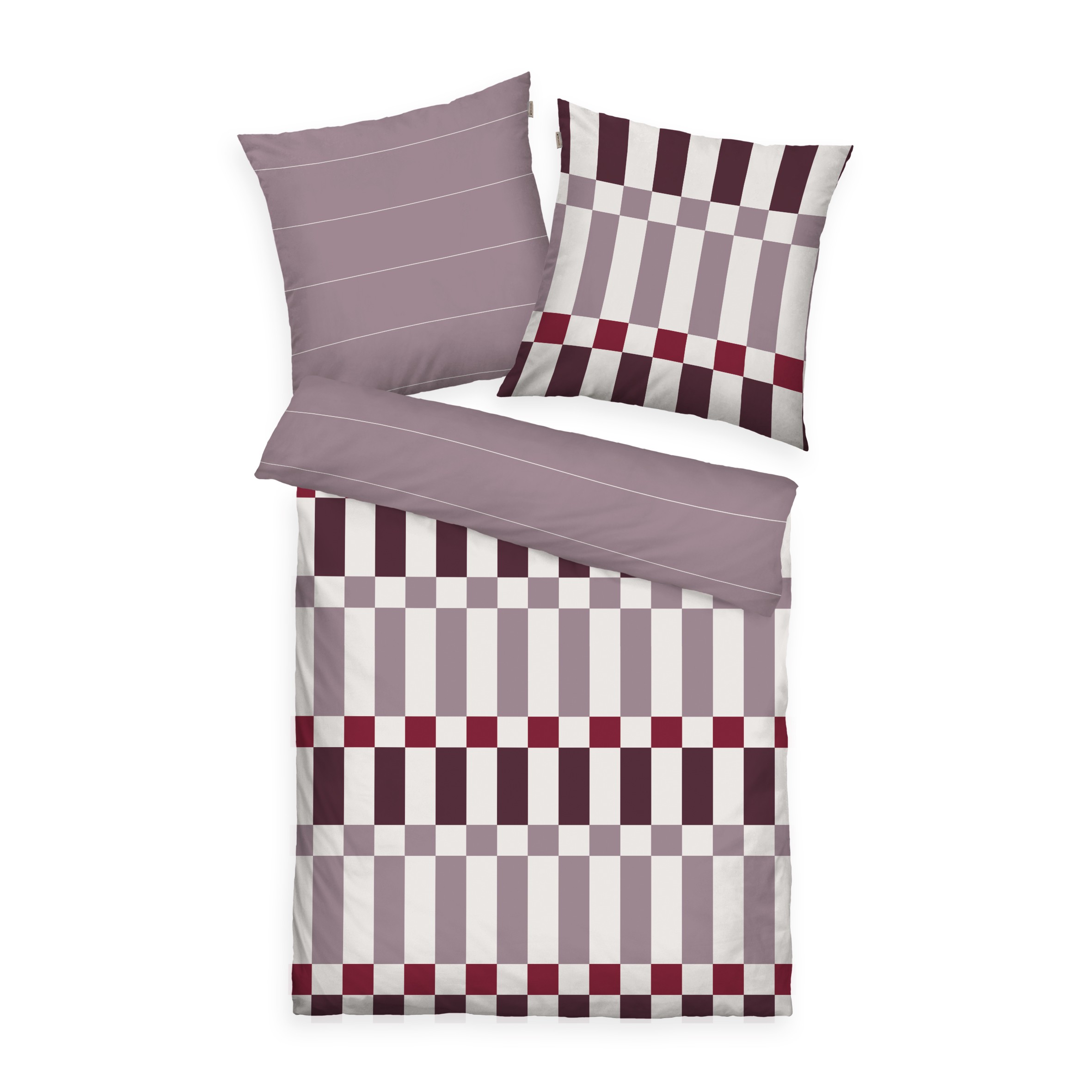 TOM TAILOR Bettwäsche-Set 'Bold Check Cozy Mauve & Plum & Off White' – in verschiedenen Größen erhältlich, Soft-Renforcé