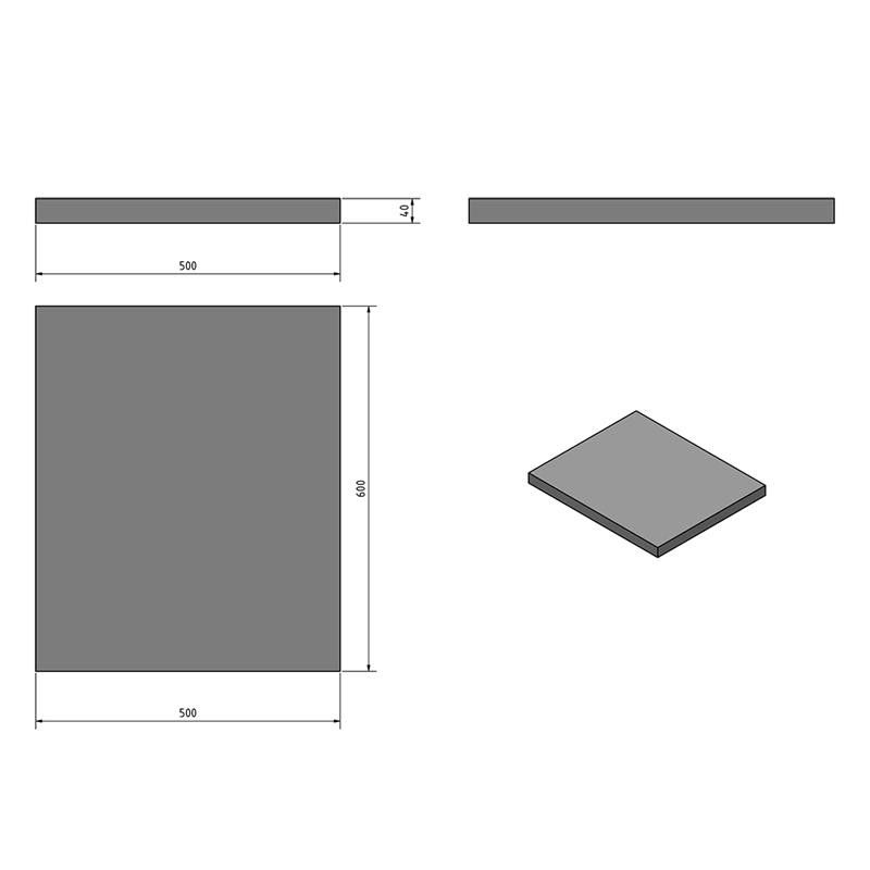 Arbeitsplatte Edelstahl T 600 x H 40 mm – robust, abgekantet, mit Traversen, Längen 500–2000 mm