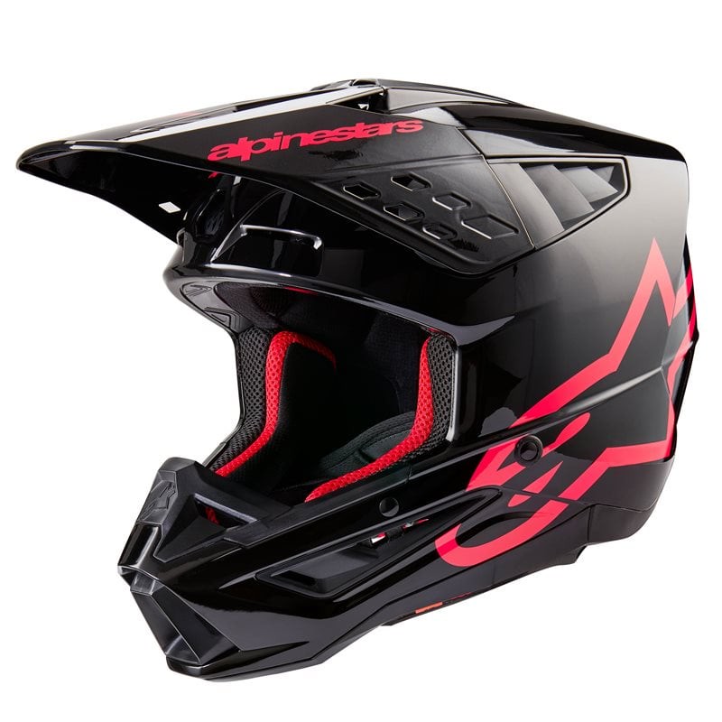 Alpinestars S-M5 Corp Helm ECE 22.06 Schwarz Diva Pink Glänzend Größe 2XL
