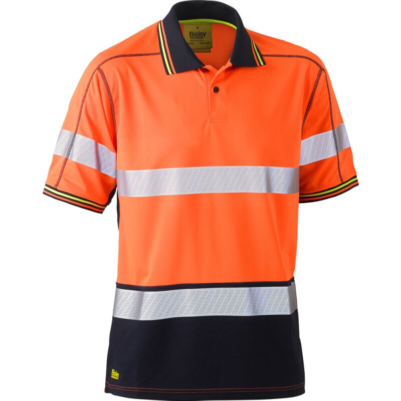 Bisley Warnschutz-Poloshirt HI VIS MESH atmungsaktives Cool-Mesh-Gewebe orange 3XL