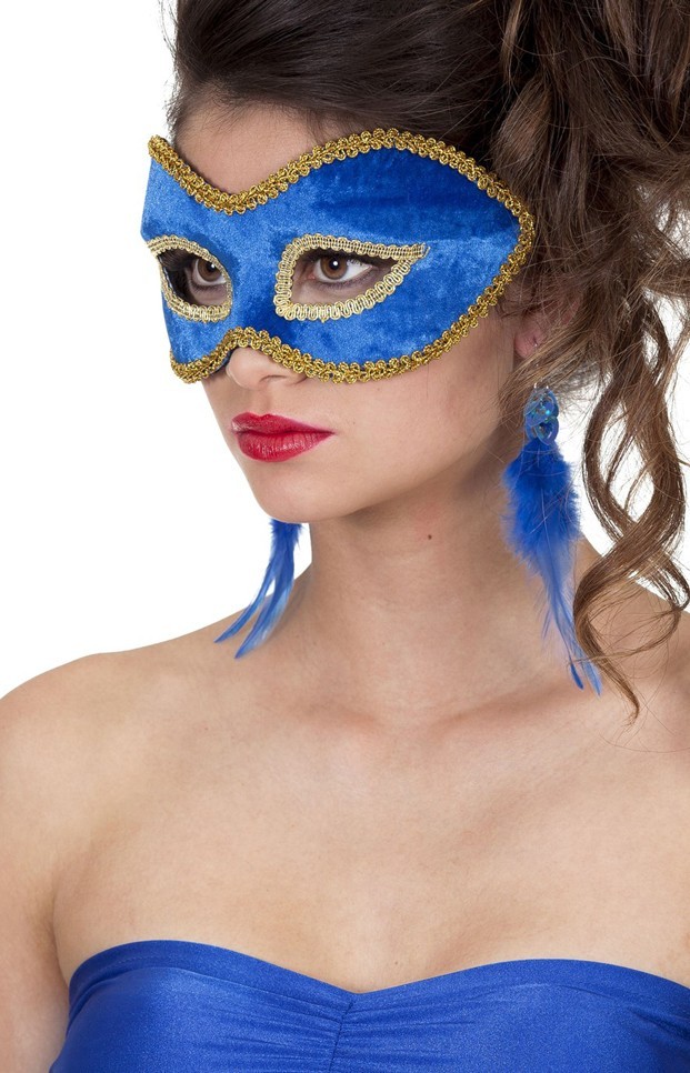 Blaue Samt Augenmaske