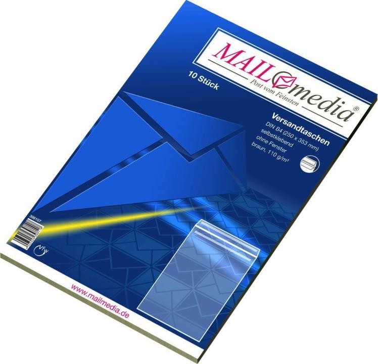 Versandtaschen B4 ohne Fenster selbstklebend 110 g/qm braun 10 Stück