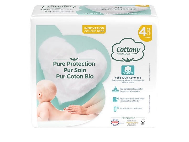 Cottony Babywindeln aus Bio-Baumwolle, Größe 4, 7–18 kg, 28 Windeln
