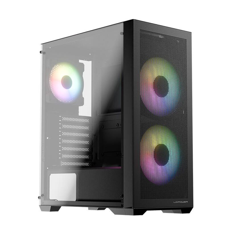 LC Power Gaming-PC Gehäuse LC-717B-ON Midi-Tower schwarz