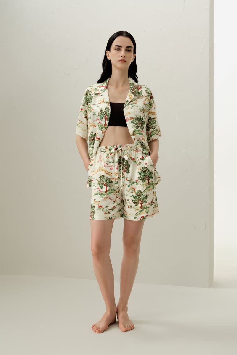 LILYSILK Kurzes Pyjama-Set Aus Seide Mit Sternzeichen Widder Weich & Atmungsaktiv DE Widder L