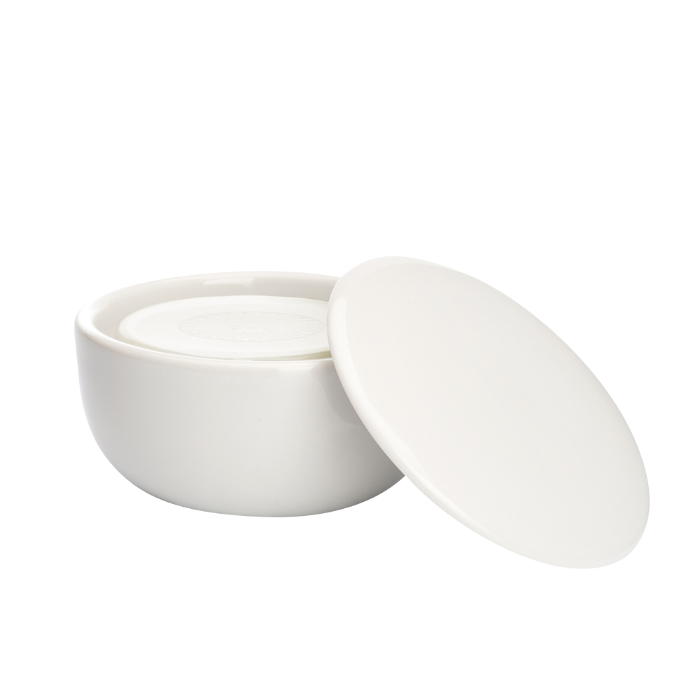 Porzellanschale mit hochwertiger Rasierseife Grapefruit & Mint 65g 