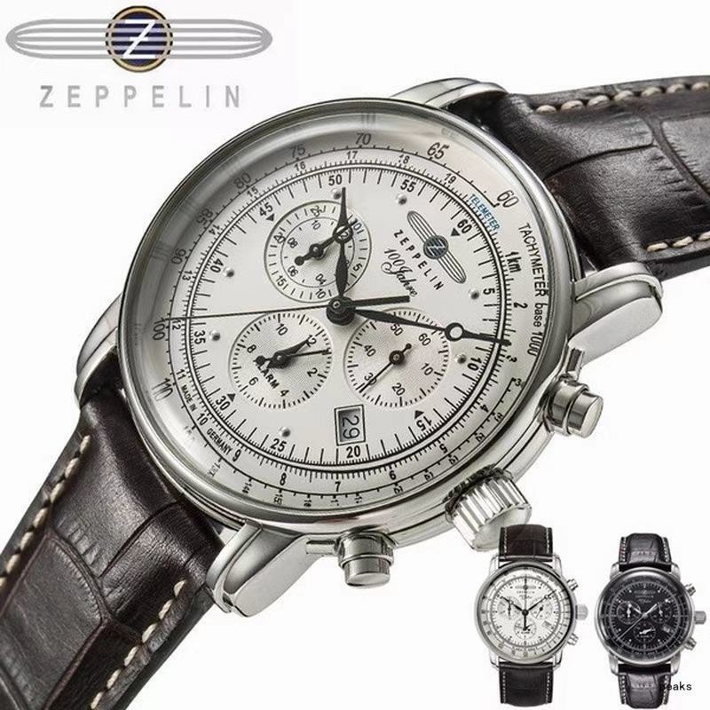 Montre-bracelets Zeppelin Watch Top TalanProofup Leather Business Casual Quartz Men S Three Eyes Multifonction Chronograph 230103