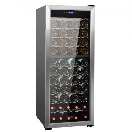 VEVOR Weinkühlschrank Getränkekühlschrank mit doppelter Zonen 80 Flaschen, LED-Kühlschrank mit Edelstahltür, Getränkekühlschränke Freistehend, Mini Kühlschrank Minibar mit UV-Schutz, 5-18 °C