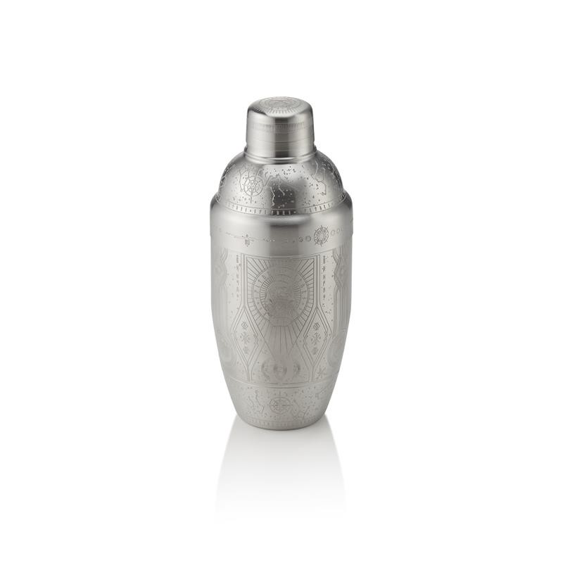 Cocktailshaker TATTOO 500 ml Edelstahl, Schwarz/Silber, graviertes Design