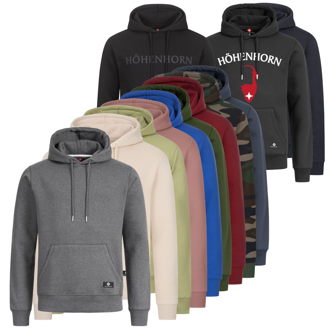 Höhenhorn Janga Hoodie Herren Kapuzen Pullover Hoody Sweatshirt S Dunkelblau mit Logo