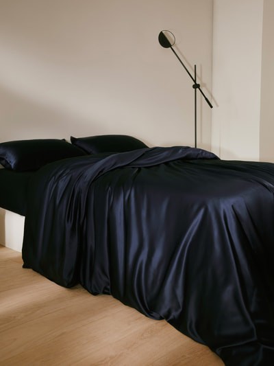 LILYSILK 22 MM Seide Bettwäsche Set Hautfreundlich und atmungsaktiv Deutschland Dunkel Blau 200x220cm + 2x 80x80cm