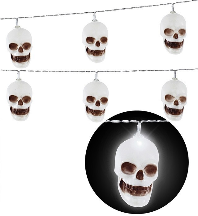 Halloween Totenkopf Lichterkette 2,5m | Wir machen Party.de |