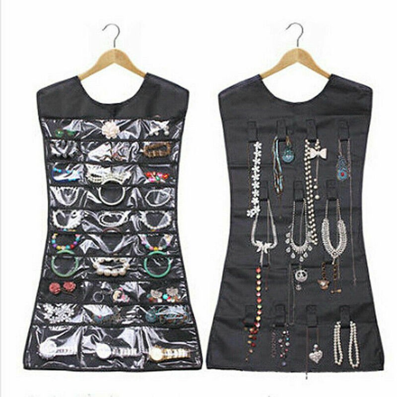 30 Pockets Hanging Organizer Jewelry Storage Bag Wardrobe Closet Organizer Earrings Ring Necklace Bracelet Pouch Display Holder
