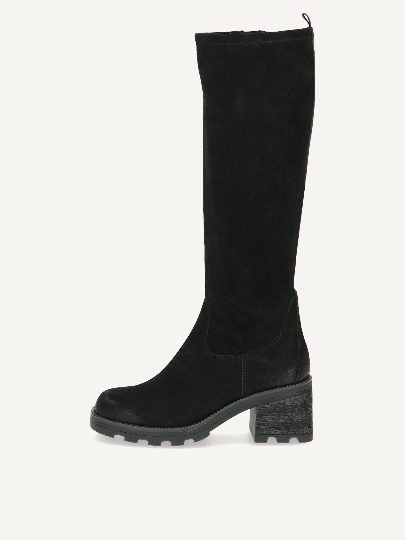 CAPRICE Stiefel, schwarz, aus Leder und Textil mit Blockabsatz, Gr. 40