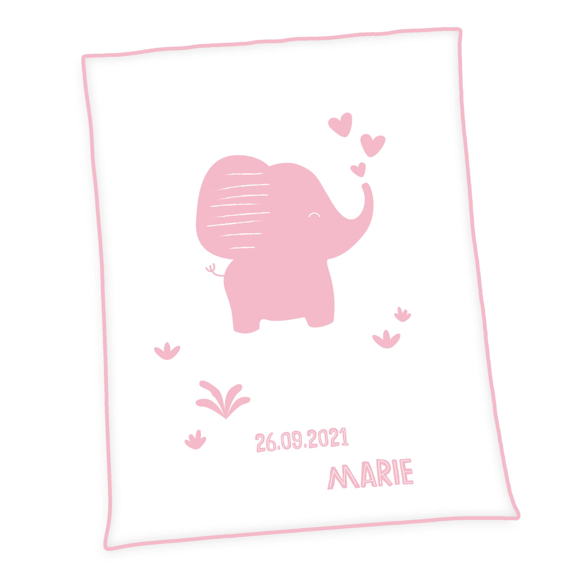 Unicade® personalisierte Babydecke 'Elefant' – 75x100 cm, Made in Germany