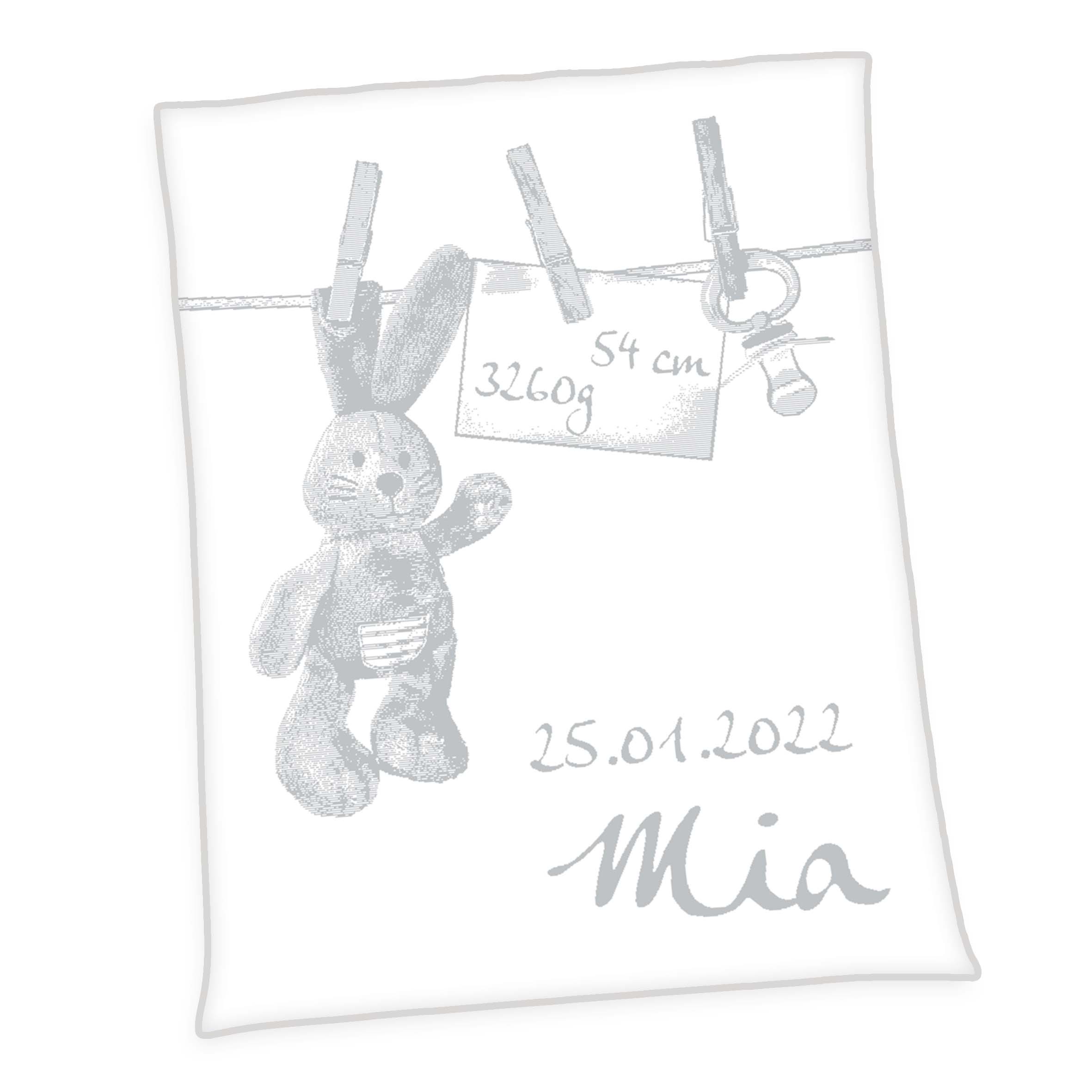 Unicade® personalisierte Babydecke 'Häschen' – 75x100 cm, Made in Germany