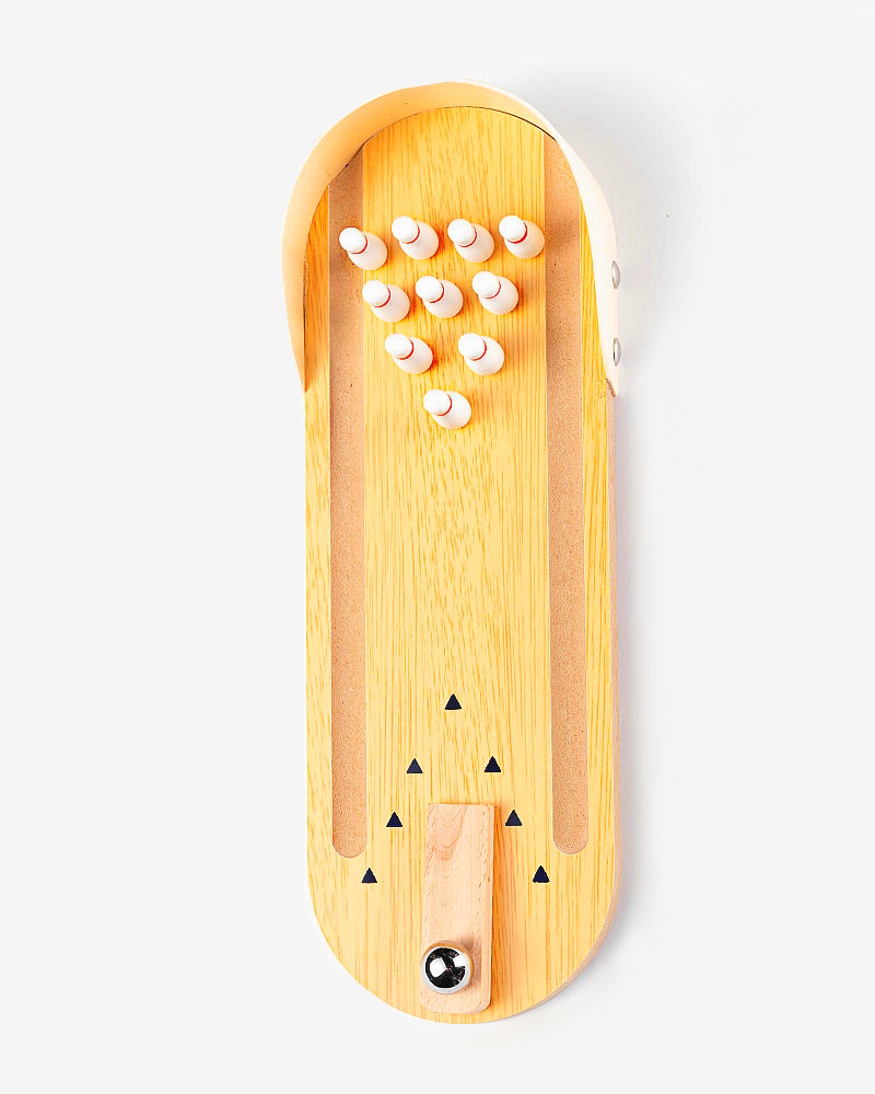 Tabletop Mini Bowling Game Set - Tabletop Wooden Board Mini Arcade Desktop Small Bowling Shooting Lane Desk Stress Relief Gadget Little Finger To