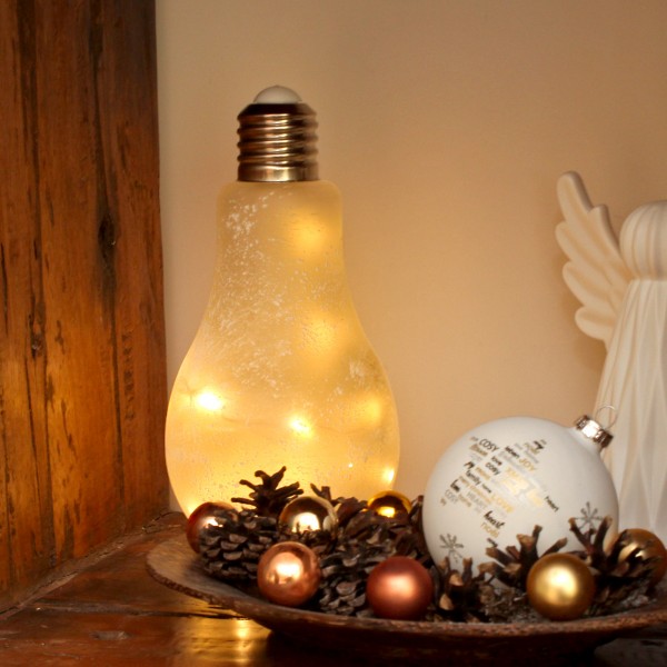 LED Glühbirne mit Lichterkette zum Stellen - H: 22cm, D: 11cm - Bat...