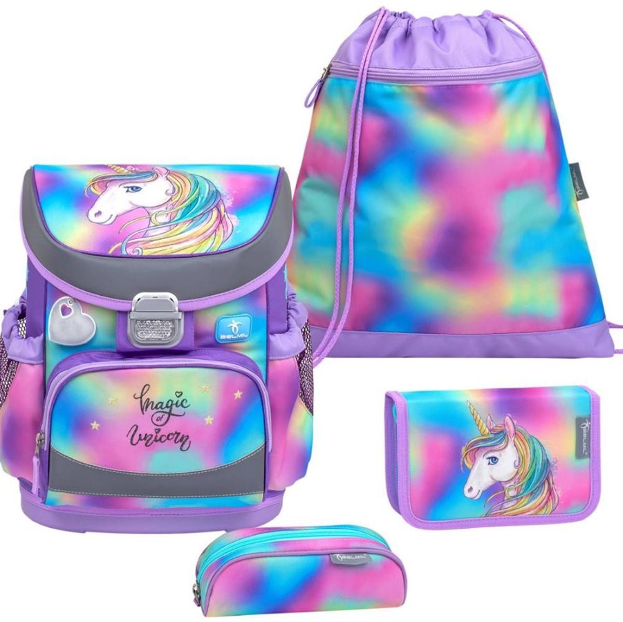 Belmil Schulranzen Set Mädchen Rainbow Color (Motiv: Einhorn) 