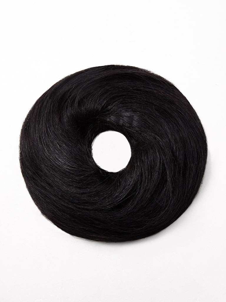 Hair Scrunchie - Echthaar Haargummi - 1b schwarz