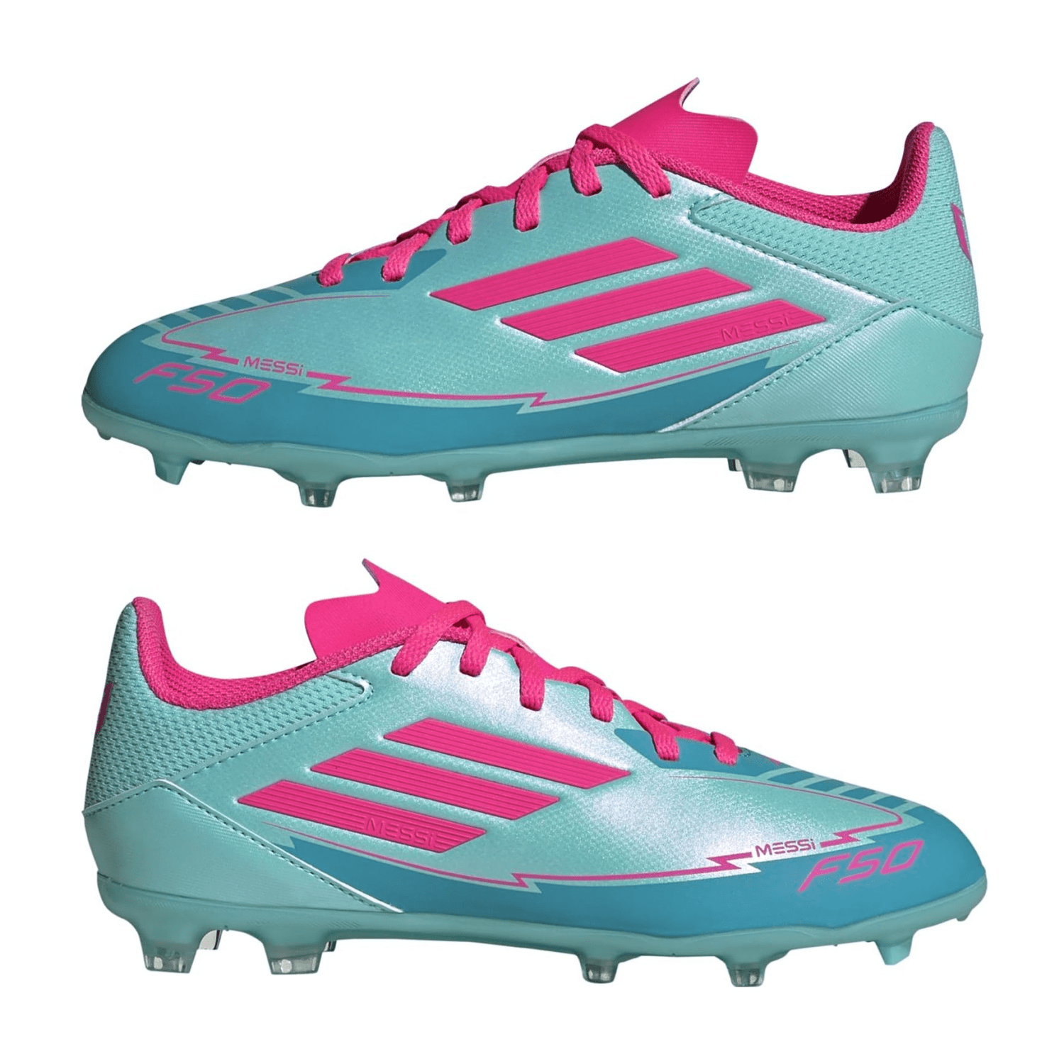 Adidas F50 League Messi FG Fußballschuhe Kinder IH0931 - flash aqua/lucid pink/lucid cyan 29 für Kinder, türkis, Größe 22 ½ EU