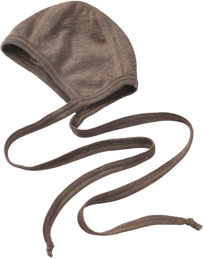 Engel Natur Merino/Seide Babyhäubchen GOTS 50/56 walnuss