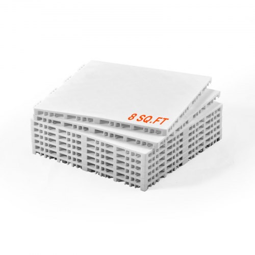 VEVOR Hockey-Bodenbelag, 315 x 315 mm, ineinander greifende Mehrzweck-Bodenfliesen, 8 Stück, Tanzbodenfliesen, Hockey-Trainingsbrett zum Schießen, Grau und Weiß, 0,7 m²/Karton