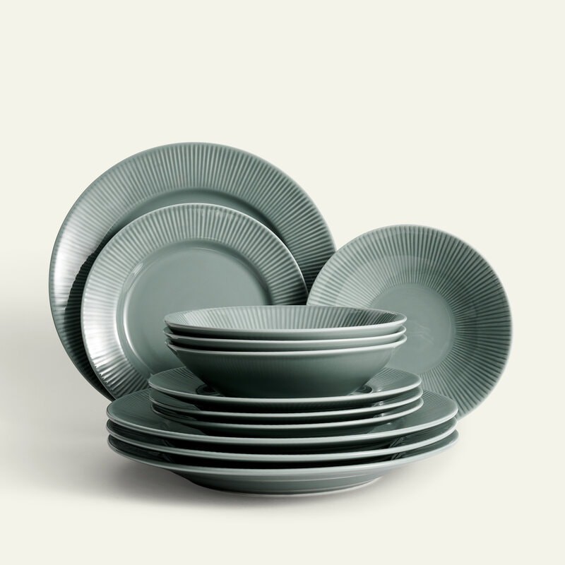 Nordic Dawn Teller-Set 12-teilig, Tau, 4 Pers. Geschirr set Teller set