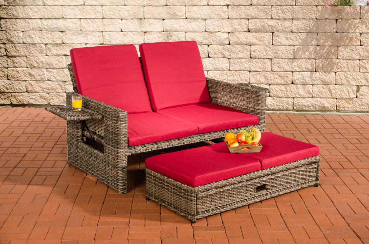 Sofa Ancona Rubinrot 5mm grau-meliert 