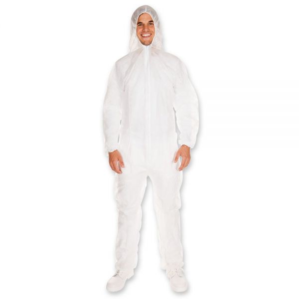 Hygostar Einweg-Overall PP - mit Reißverschluss und Kapuze - Größe L
