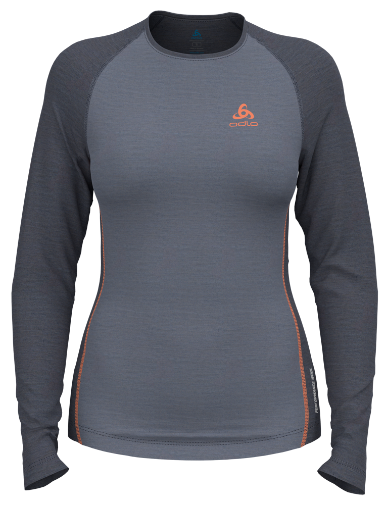 Odlo Performance Wool 150 Base Layer Damen Funktionsshirt  folkstone gray - india ink XL