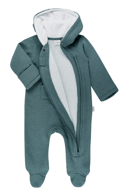 Kindsgard Sweat Overall bamms petrol – Kuscheliger Baby-Overall mit Kapuze - Neu
