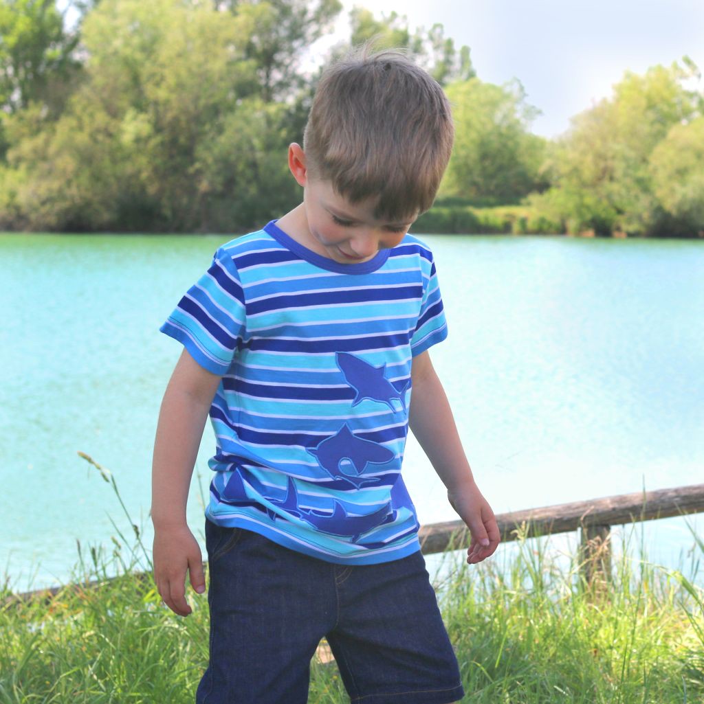 Streifen Shirt Haie Aqua-Navy 98/104