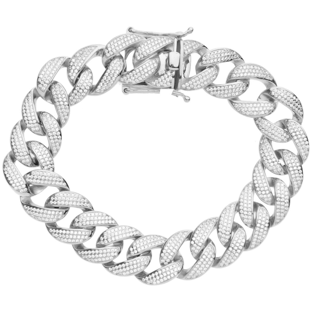 Premium Bling 925 Sterling Silber Armband - MIAMI CURB 16mm