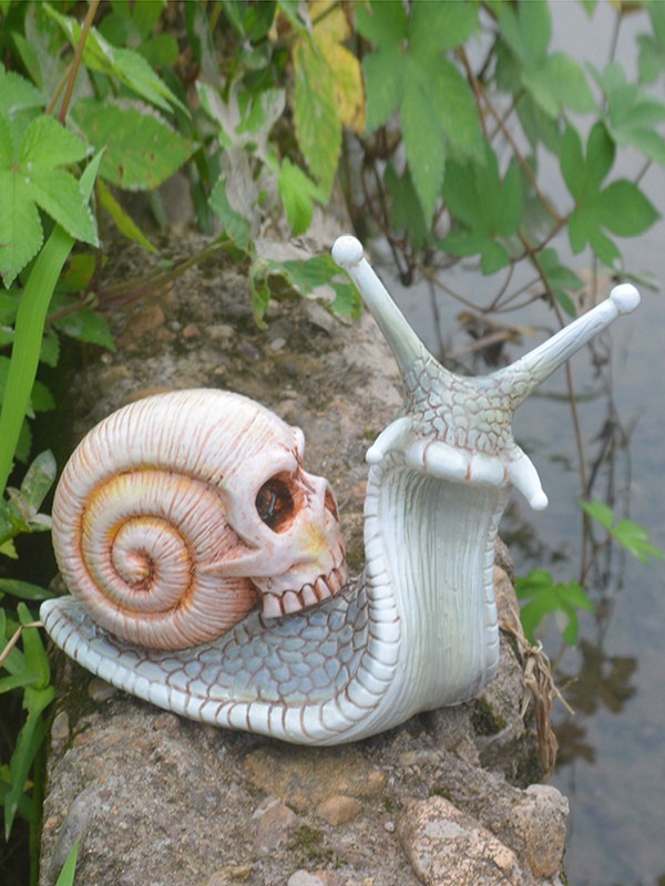 Halloween Dekoration Gothic Schnecke Schädel Skulptur Knochen Kunst Harz Statue