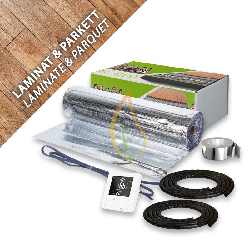 Komplett-Set 150Watt/m² Aluheizmatte für Laminat & Parkett