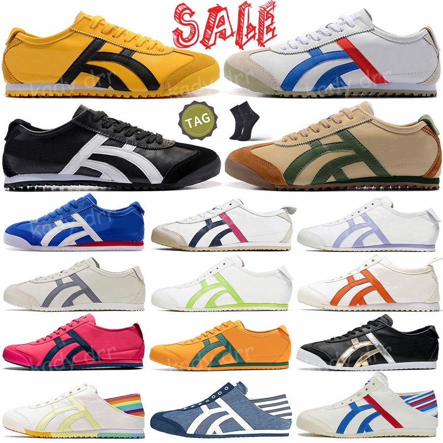 Tiger Mexico 66 Slip On Classic Casual Shoes Women Men Pink Green Black White Blue Yellow Loafer Sport Sneakers