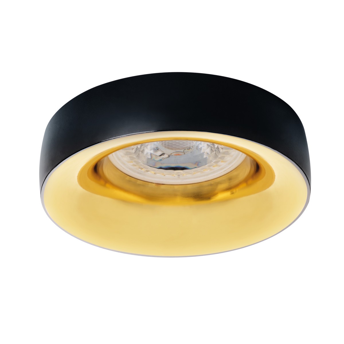 SET Einbaustrahler, Einbauspot, Einbaurahmen Aluminiumlegierung schwarz gold, starr, rund BØ70mm + LED Leuchtmittel & GU10 Sockel wählbar
